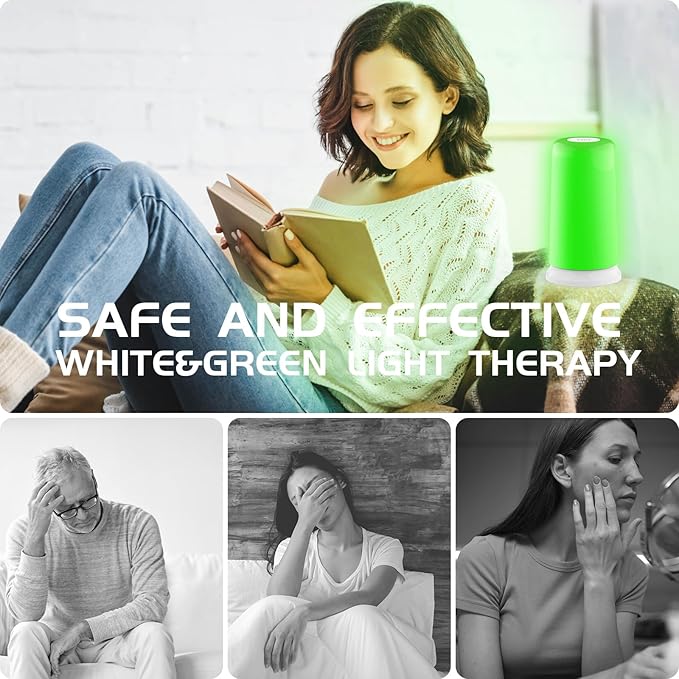 iKeener Green Light Therapy Lamp for Migraines,10000 Lux Mood&Energy Enhancing Light Therapy Lamp for Headaches,Insomnia,Anxiety Relief,Relaxation,Adjustable Warm White&Green Brightness