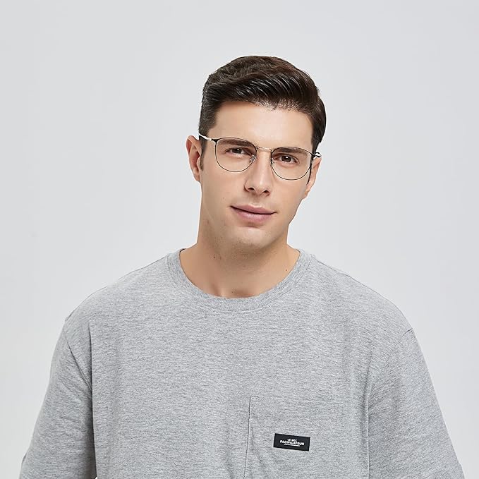 GUDVUE Blue Light Glasses, Computer/Gaming/TV/Phones Glasses for Women/men, Anti Glare/UV400/Eye Strain, Oval Black/Silver