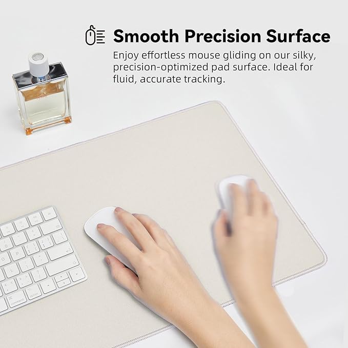 Waterproof Large Gaming Mouse Pad with Durable Stitched Edges, Non-Slip Rubber Base, Smooth Surface Mouse Mat Desk Pad for Home Office Gaming, 35.4"x15.7"x0.12", Beige