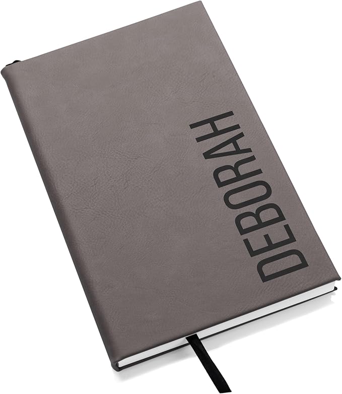 Lifetime Creations Custom Notebook (Gray, Vertical Name) - Personalized Hardcover Vegan Leather Writing Journal, Business Meeting Notebook Gift for Professionals, Hard Cover Notepad