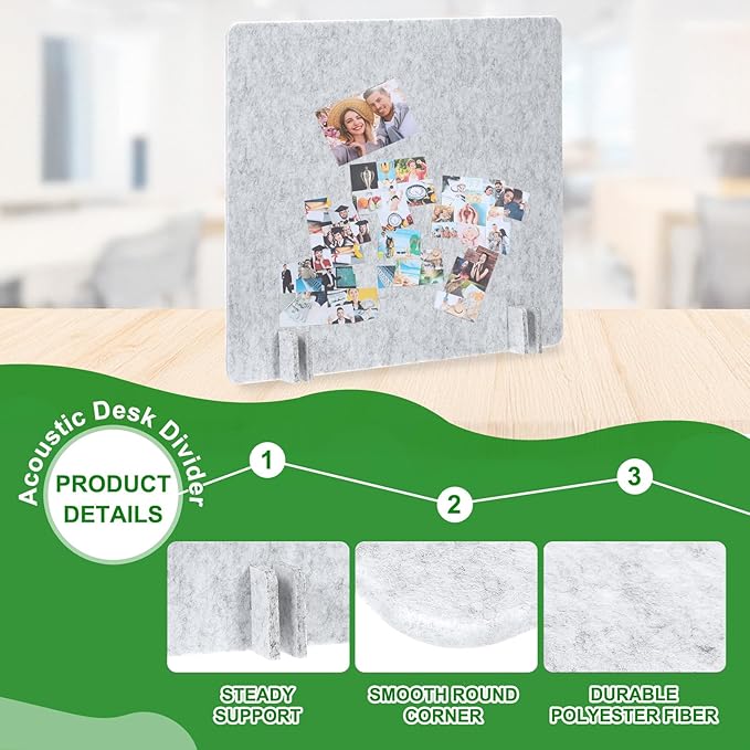 PATIKIL Desk Divider, 2 Set 24 x 24 Inch Acoustic Freestanding Desk Divider Desk Privacy Panel with 8 Pcs Support Feet for Library Office Workstation, Light Grey