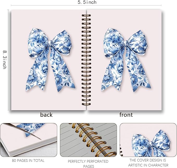 Cowgirl Notebook Journal,Blue and White Notebook Preppy Aesthetic Journal,Pink Girly Notebook,Preppy Gifts for Women 5.5x8.3 Inch