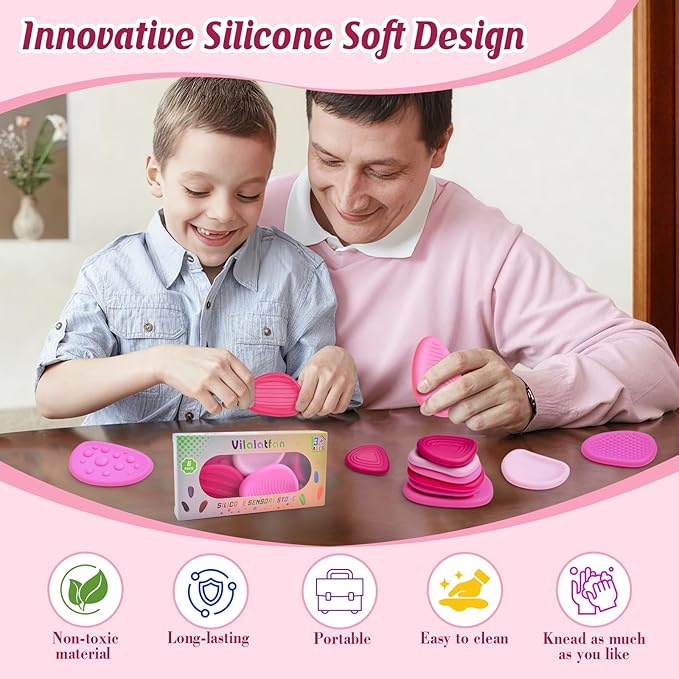 Fidget Toys Sensory Stones for Kids and Adults,6 PCS Texture Worry Stone for Anxiety Autism Teen Calm Down & ADHD Stress Relief,Quiet Fidgets for Classroom Small Prizes Gifts for Travel Toy