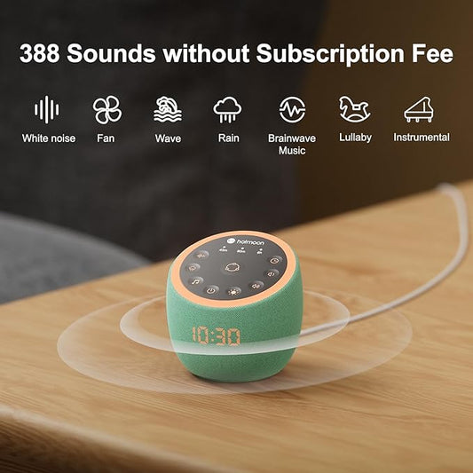 Hotmoon Sound Machine, Cocoon Pro White Noise Sound Machine with 388 Sounds for Baby Adult, Night Light, Sleeping Timer, App Control, DIY Sound Machine, Home Office Yoga, Noise Machine Gift Mint Green