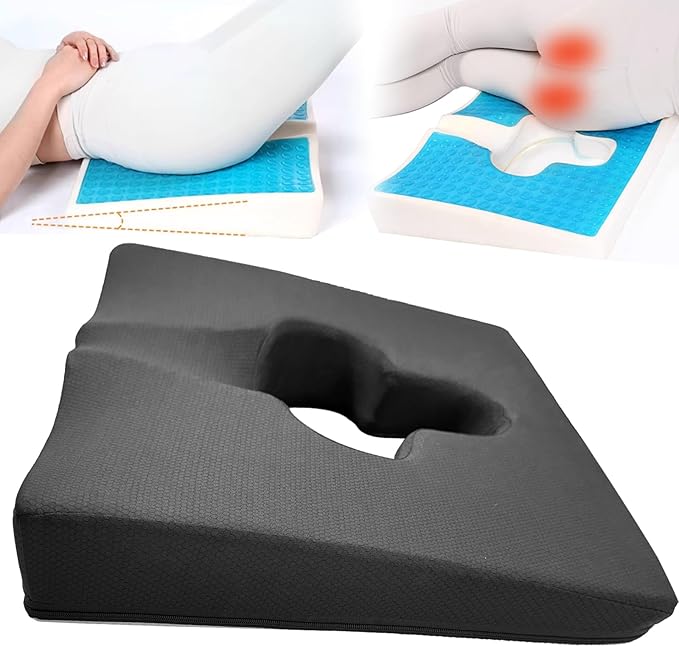 Gel Wheelchair Seat Cushion,Bed Sore Cushions for Butt,Relieve Sciatica,Coccyx,Pressure Sore and Ulcer Pain Relief pillow,Ergonomic Cushion for Office Chairs&Car,Removable&Washable Cover (BLACK)