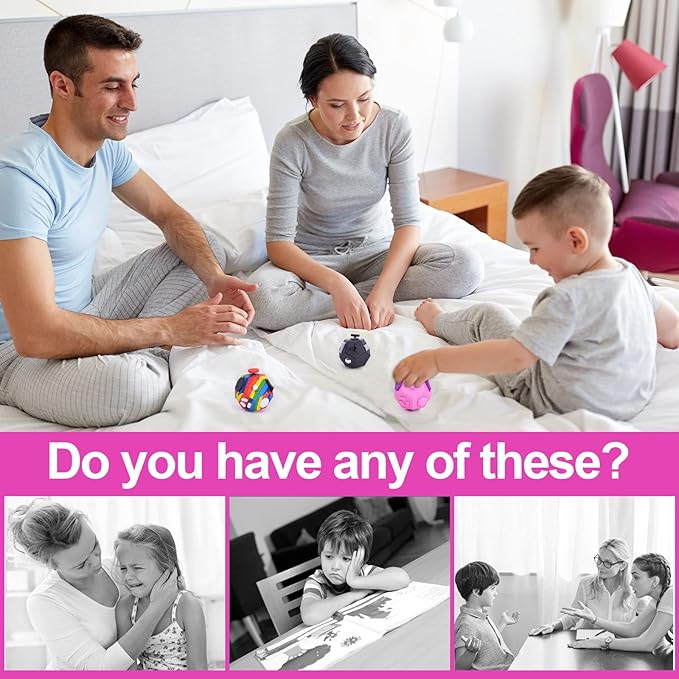 Fidget Toys Cube,Finger Cube,12 Sided Fidget Toys Relief Stress and Anxiety Depression Autism for Girls Kids Adults (Pink)