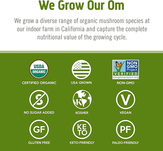 Om Mushroom Superfood Reishi Organic Mushroom Powder, 100 Servings, Organic Adaptogen Powder for Stress Relief and Immune Health