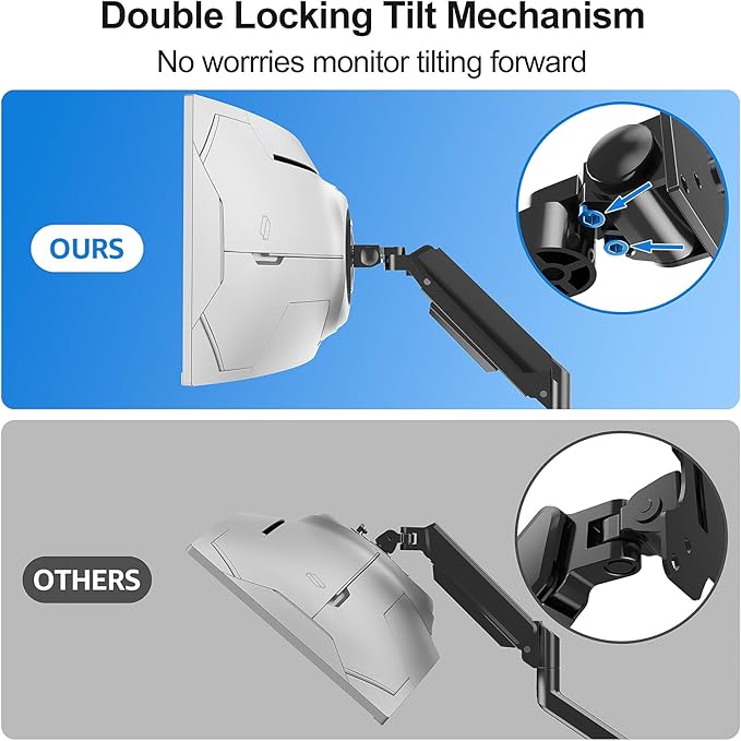 Heavy Duty Monitor Mount for Max 49 inch Ultrawide Screens, Hold 2.2 to 44 lbs, Premium Single Monitor Arm for Samsung Odyssey G9 and More, Adjustable Gas Spring Desk Stand, VESA Mount