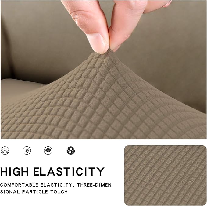 Easy-Going Stretch Chair Cushion Cover Sofa Cushion Furniture Protector Sofa Seat Sofa Slipcover Sofa Cover Soft Flexibility with Elastic Bottom(Chair Cushion, Natural)