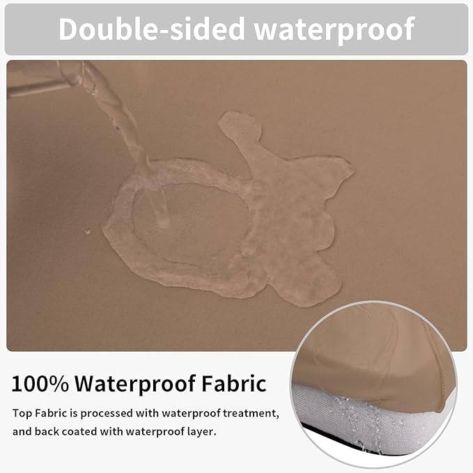 Easy-Going 100% Waterproof Loveseat Sofa Seat Cushion Slipcovers Couch Cushion Cover Stretch Furniture Protector for Kids, Pets (Loveseat Cushion, Camel)