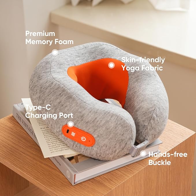 Howdy Shiatsu Neck Massager with Heat, 2-in-1 Portable Travel Cervical Support Pillow for Neck Relax, 2025 for Mom Dad Women Men