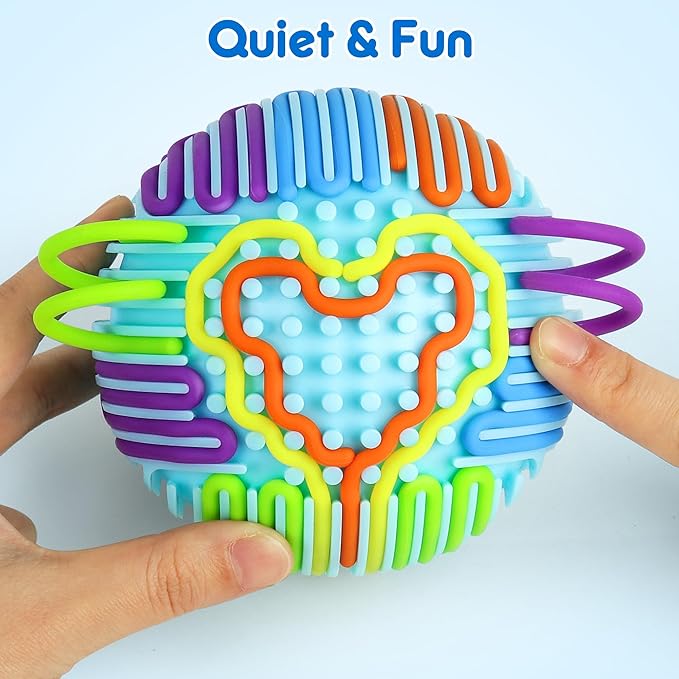 Sensory Fidget Toys for Kids Adults, Sensory Activity Ball with 20 Strings, Sensory Toys for Autism ADHD Calming Focus Stress Relief, Travel-Friendly Toys with Portable Storage Bag