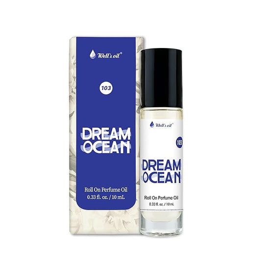 Well's Oil Roll-On Perfume Oil (Dream Ocean) | Sea Notes | Long-Lasting | Paraben-Free | 0.33 Fl Oz / 10 ml