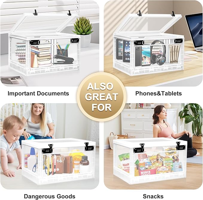 Lalifebuss Large Lock Box for Personal Items, 24 Litre Combination Lockable Storage Box for Office Locker/School/Medicine/Snacks/Phone Jail/Electronic/Home