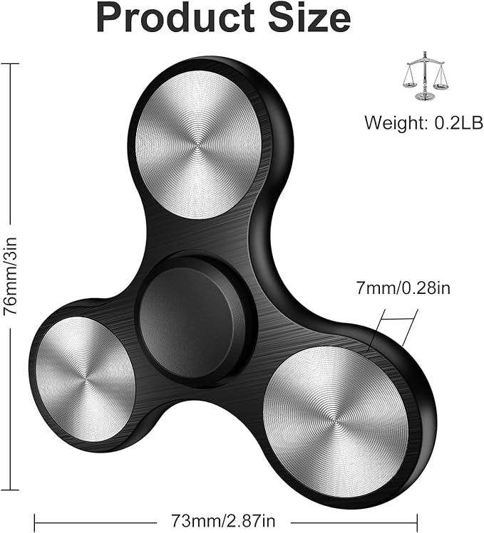 Fidget Spinners Toy, Metal Stainless Steel Bearing High Speed 4-8 Min Spins, EDC ADHD Stress Anxiety Relieves Reducer Fidgets Finger Toys, Spinner Toys for Kids and Adults
