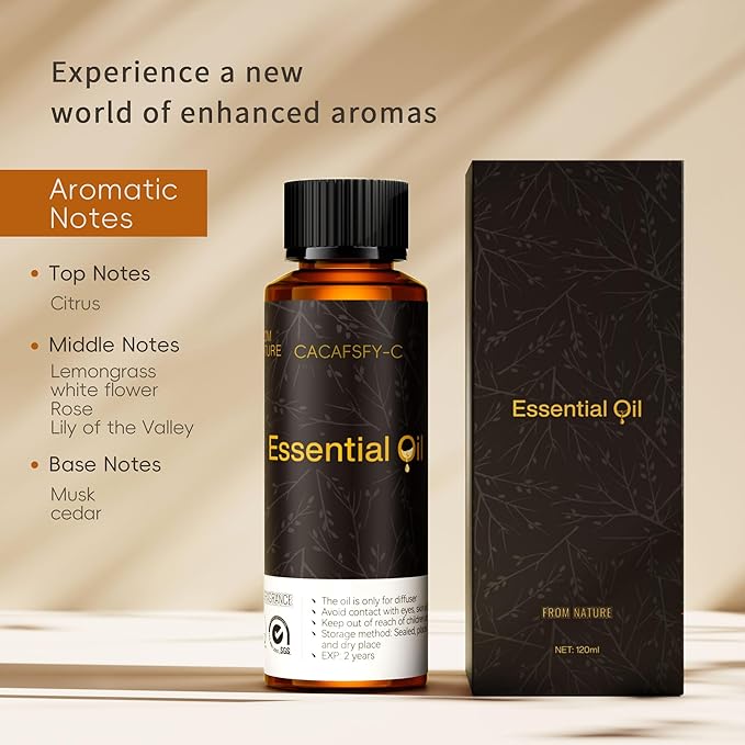 CACAFSFY-C Diffuser Oils Scents- Diffuser Oil-Aceites Esenciales para Difusores-for Home Scent,Air Diffuser Oils-Lemongrass,Green Fragrance&Cypress Wood-120ML