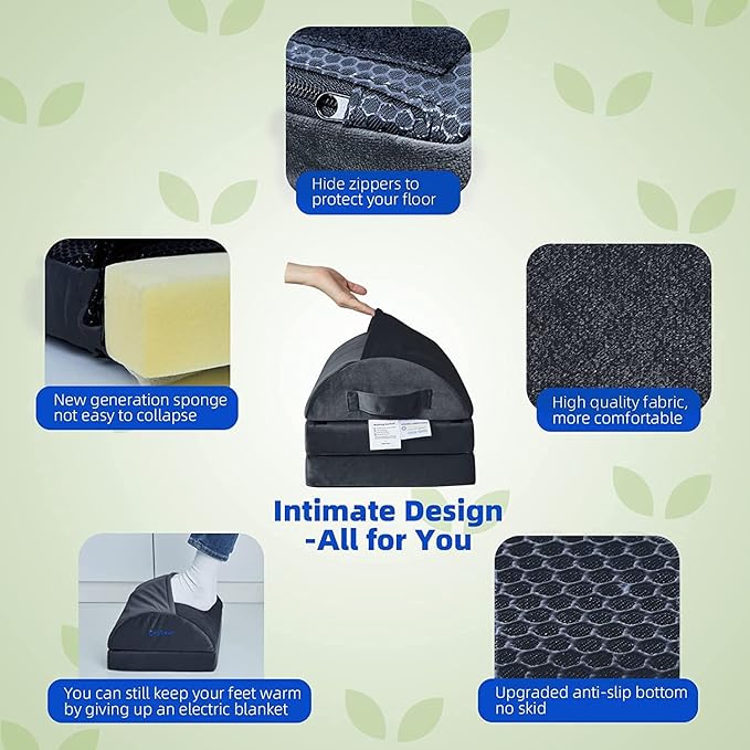 Foot Rest for Under Desk Foot Stool with 3 Adjustable Heights & Washable Cover Ergonomic Memory Foam Office Footrest Suitable for Office, Home and Car, Black