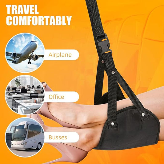 2 Pack Airplane Foot Hammock Travel Footrest - Long Flight Must Haves - Foot Rest for Air Travel,Essentials for Travel & Home (Black)