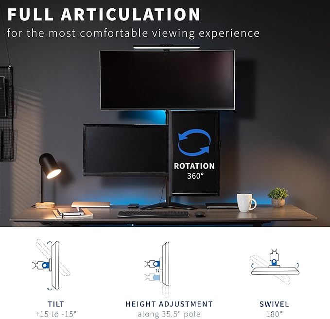 VIVO Triple LCD LED Computer Monitor Desk Stand, Free Standing Heavy Duty Fully Adjustable Mount for 3 Screens up to 30 inches STAND-V003E