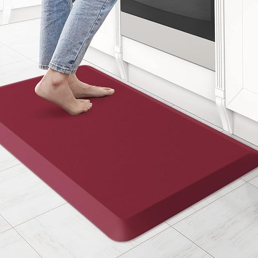 KitchenClouds Kitchen Mat Cushioned Anti Fatigue Kitchen Rug 0.8inch Waterproof Non Slip Kitchen Rugs and Mats Standing Desk Mat Comfort Floor Mats for Kitchen Sink Office (17.3"x28", Red)