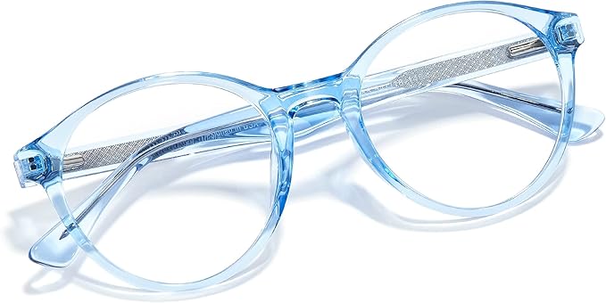 Cyxus TR90 Oversized Blue Light Blocking Glasses Women - Spring Hinge Round Frame Computer Use Anti Eye Strain 8018