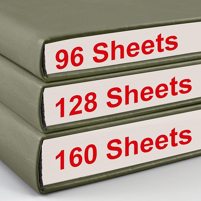 EMSHO A5 Hardcover Leather Dotted Journal - 320 Page Dot Grid Notebook for Women & Men, 100GSM Thick Paper, Ideal for Bullet Journaling, Work Notes, Sketching, Diary, School & Travel-Light green