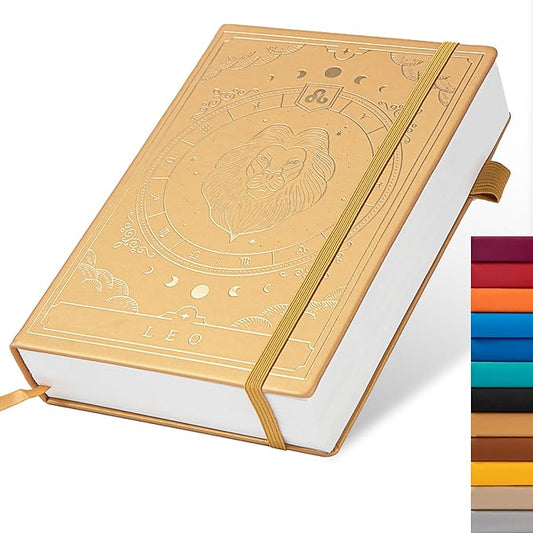 TIEFOSSI Constellations Dotted Journal Notebook-A5 Writing journals with 100gsm 400pages Paper, Hardcover Bullet Organizers Notebook for Women, Men, Teens (Leo)