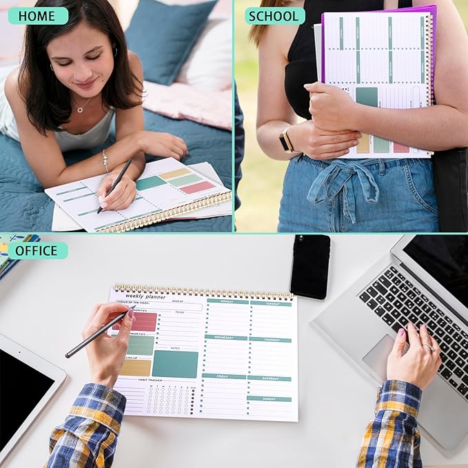 Weekly To Do List Notepad, 8.5''x11'' Weekly Desk Planner with 52 Tear Off Sheets Undated Weekly Planner Habit Tracker & Productivity Organizer for Home School and Work, Green