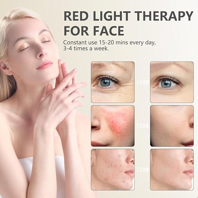 Red Light Therapy Device with Base, 660nm Red Light & 850nm &940nm Near Infrared Light Therapy Lamp with Timer, Red Light Lamp for Body at Home