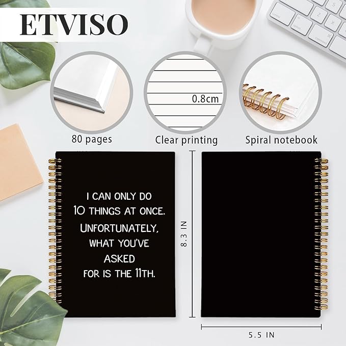 Funny Office Supplies Notebook, Work Notebooks for Note Taking, Work Journal for Women Men Coworkers, I Can Do 10 Things at Once Funny Hardcover Spiral Notebooks 5.5x8.3 Inch
