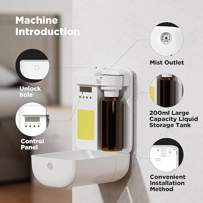 Waterless Essential Oil Aromatherapy Diffuser - Hotel Scent Diffuser Machine for Home - Cold Air Diffuser Machine for Large Room - App Control - Studio Scent Diffuser - Office Fragrance - White