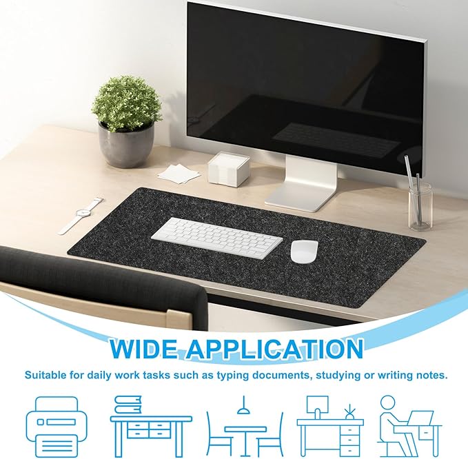 PATIKIL 47.2" x 23.6" Large Felt Desk Pad Protector, Upgrade Non-Slip Desk Mat Full Table Mouse Pad Keyboard Mats for Laptop Computer Writing Desk Table Gaming Home, Light Gray