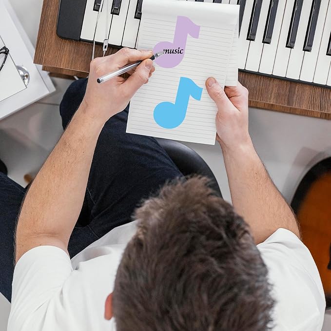 24 Pack Music Notes Sticky Notes 6 Colors 3 x 3 Inch Sticky Notepads Colorful Sticky Memo Pads for School Classroom Office Party Decor Supplies, 480 Sheets
