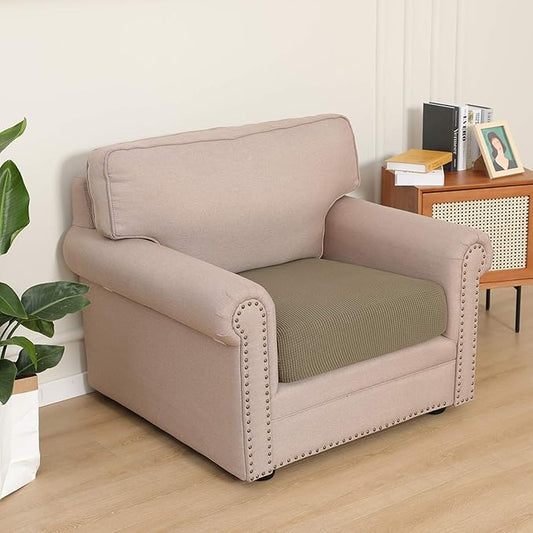 Easy-Going Stretch Chair Cushion Cover Sofa Cushion Furniture Protector Sofa Seat Sofa Slipcover Sofa Cover Soft Flexibility with Elastic Bottom(Chair Cushion, Tan)