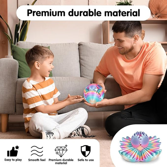 GearSphere 3D Printed Spin Ball or Cube Fidget Toy, Fidget Ball Gear Toy for Stress and Anxiety Relief, Desk Toy for Adults & Kids (Rainbow, 3.1 Inch)