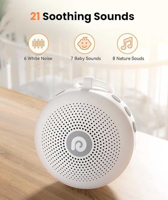 Dreamegg White Noise Machine - Portable Sound Machine for Baby Adult, Features Powerful Battery, 21 Soothing Sound, Noise Canceling for Office & Sleeping, Sound Therapy for Home, Travel, Registry Gift