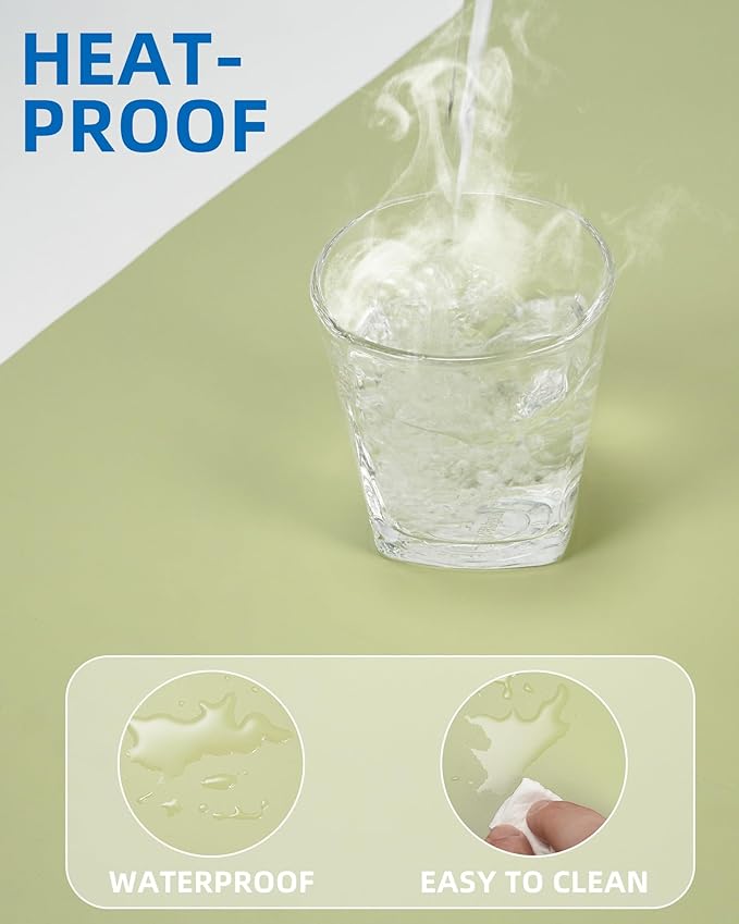 AFIING Leather Desk Pad Protector,Mouse Pad,Office Desk Mat, Non-Slip PU Leather Desk Blotter,Large Desk mat,Waterproof Keyboard mat for Office/Home/Decor (Olive Green,55"" x 17"")