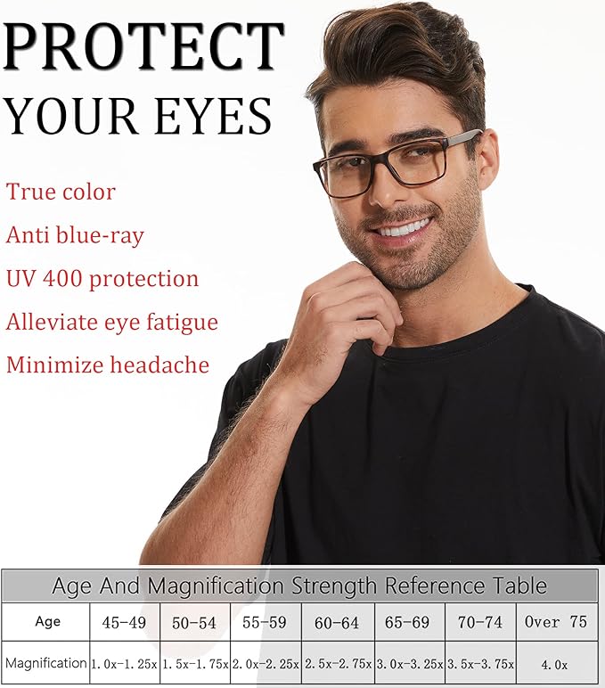 Blue Light Blocking Reading Glasses for Men 4-Pack Stylish Computer Readers with Spring Hinges,Anti Glare/Eye Strain Filter UV Ray Lightweight Reader Eyeglasses,+1.25 Magnification Strength