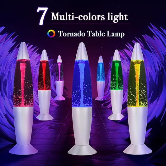 Tornado Glitter Lamp for Adults Kids Boys Girls Vortex Lights with 7 Multiple Colors Changing for Home Christmas Decoration Cool Mood Lights with USB Powered or 3AAA Battery
