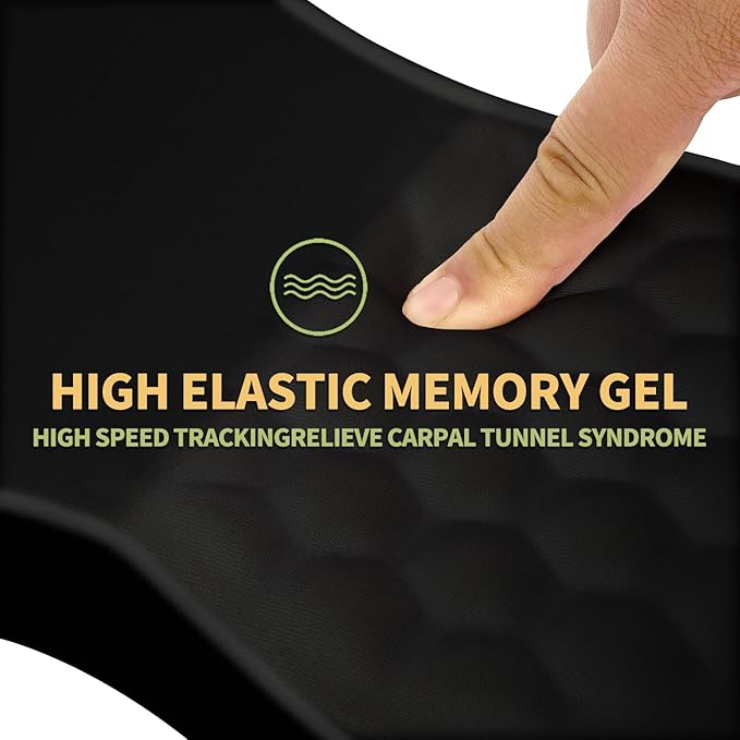 Ergonomic Mouse Pad with Wrist Rest Support, Massage Design Mouse pad Relief Carpal Tunnel Pain, Entire Memory Foam Non-Slip Mouse Pad, Computer Mouse Pads for Wireless Mouse Pad, Black