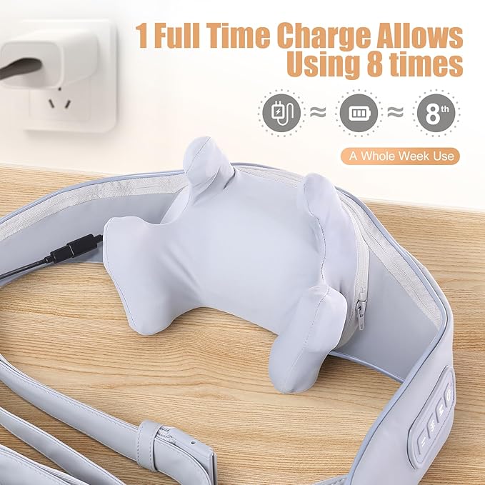 Electric Shiatsu Back and Neck Massager, Cordless Shoulder Massager with Heat, Deep Tissue 3D Kneading Massage Pillow for Shoulder, Leg, Body Muscle Pain Relief, Gifts for Men Women