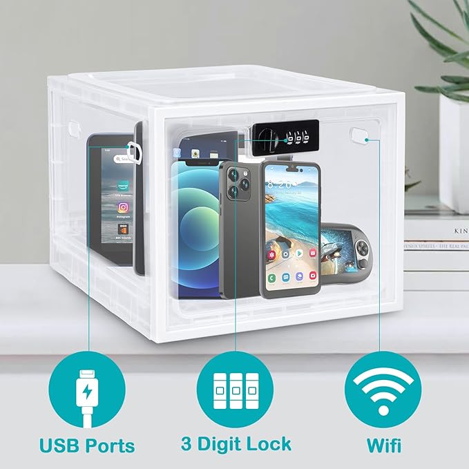 Lalifebuss Combination Lock Boxes for Personal Items, Lockable Storage Box for Office Locker/School/Medicine/Snacks/Phone Jail/Electronic/Home (2 Pack/Black)