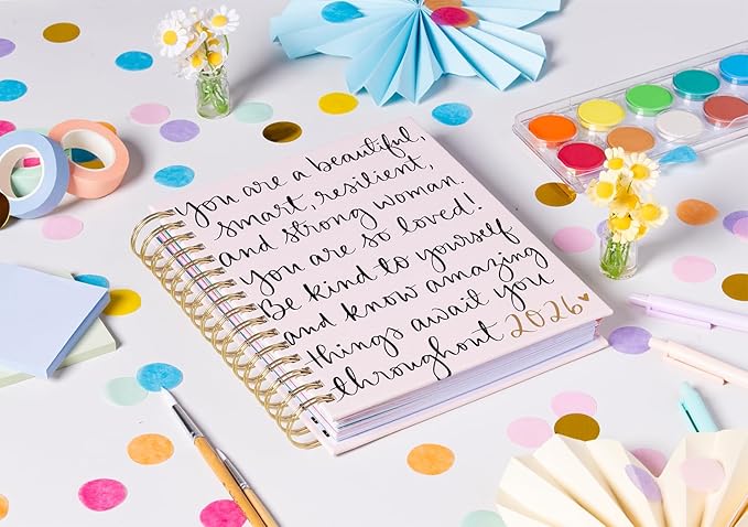 2025-2026 Eccolo Spiral Agenda Planner, You Are Beautiful, Weekly & Monthly Pages, 18 Months, Sticker Sheets, Inspirational Quotes (7.75 x 8.75, July 2025 - Dec 2026)