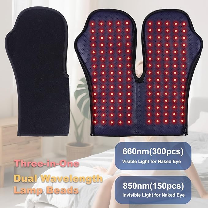 Red-Light-Therapy-for-Hands,2025 Upgraded 150 Dual Wavelength LED,4 Modes Infrared Light Therapy for Finger Wrist Pain Relief,Consisting of Adjustable Power and Time Controller(16.5IN*7.8IN)