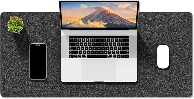 Auhoahsil Felt Desk Mat, Minimalist Large Mouse Pad XL 31.5 x 11.8 in, Desk Matt for Desktop, Keyboard, Laptop, Computer, Office, Work from Home, Gaming, Dark Gray