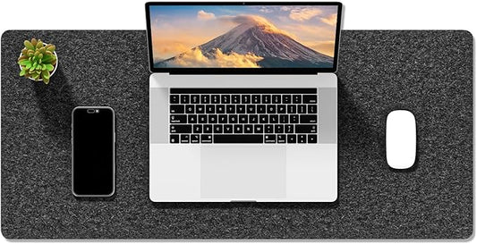 Auhoahsil Felt Desk Mat, Minimalist Large Mouse Pad XL 31.5 x 11.8 in, Desk Matt for Desktop, Keyboard, Laptop, Computer, Office, Work from Home, Gaming, Dark Gray