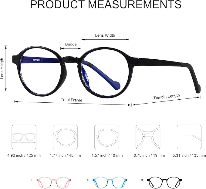 ANDWOOD Blue Light Glasses Kids Girls Boys Computer Gaming Anti Blue Ray Polarized sunglasses Age3-12