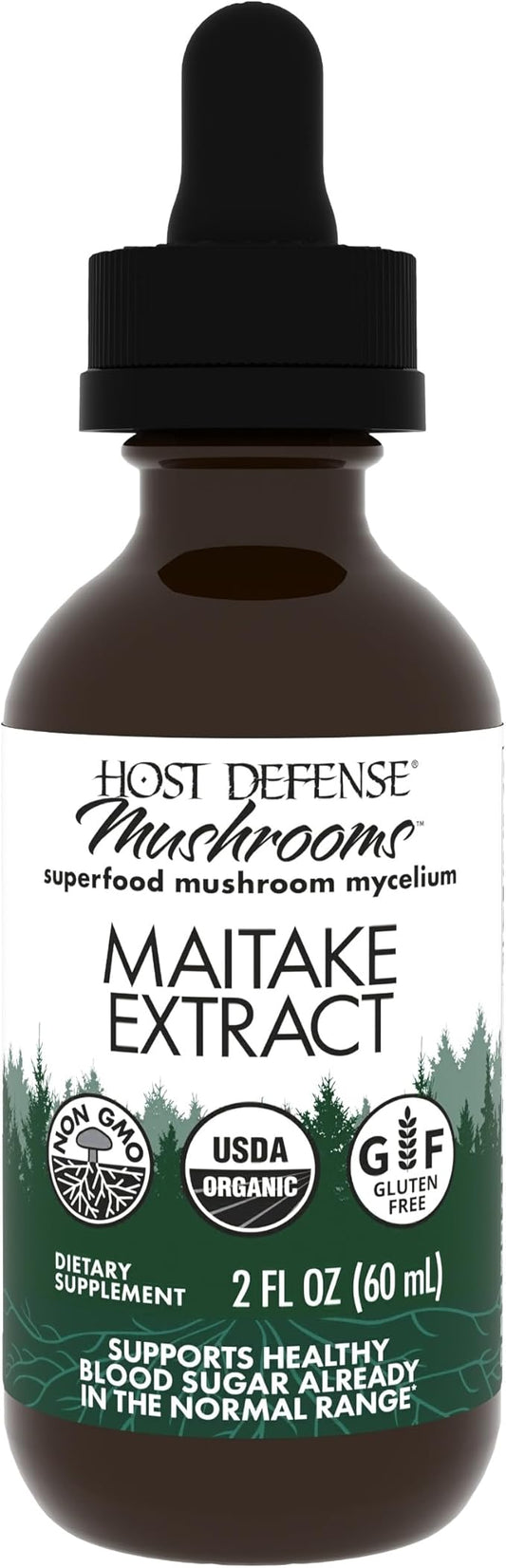 Host Defense Maitake Extract - Immune & Cellular Health Support - Herbal Supplement with Maitake Mushroom & Mushroom Mycelium - Liquid Supplement - 2 fl oz (60 Servings)*