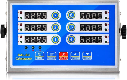Commercial 6 Channel Kitchen Timer Cooking Countdown with Clear Display Loud Ring Alarm Reminder for Restaurant Multiple Events