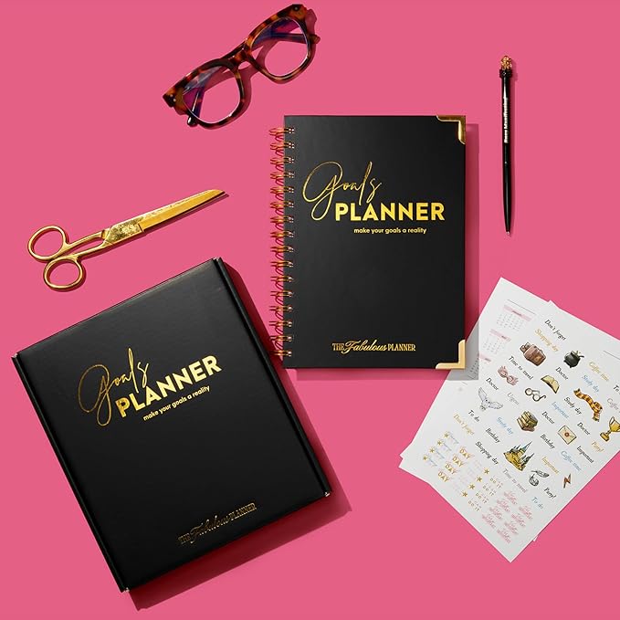 Undated Goal Planner, Daily & Weekly Organizer & Productivity Planner with Goal Setting Worksheets, To Do lists Journal, Notes & Ideas Pages, A5 Size (Black)